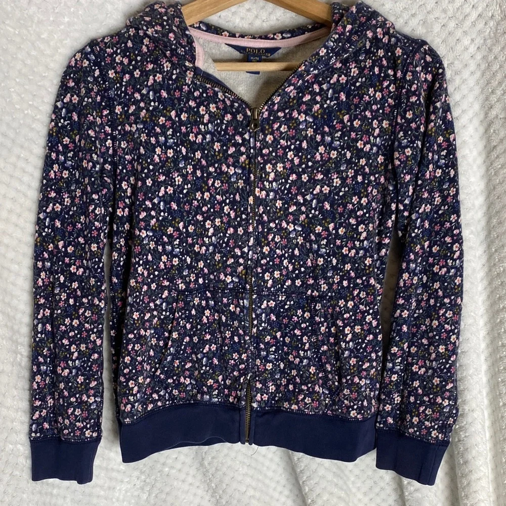 Polo Ralph Lauren Navy Floral Hoodie Jacket